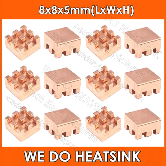 8x8x5mm Without or With Thermal Pad Mini Small Copper Heatsink Cooler Radiator For Orange Pi 5 Without Pad 4pcs