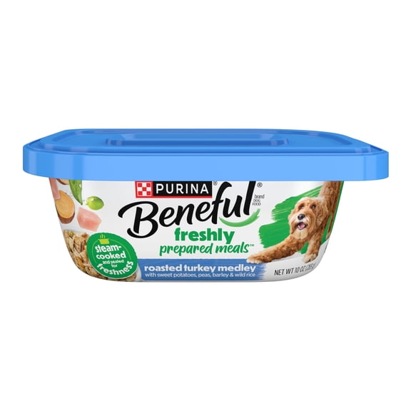 Purina Beneful Dog Food Freshly Prepared Meals Wet Dog Food with Turkey, Sweet Potatoes, and Wild Rice, 10 oz, 8 Pack