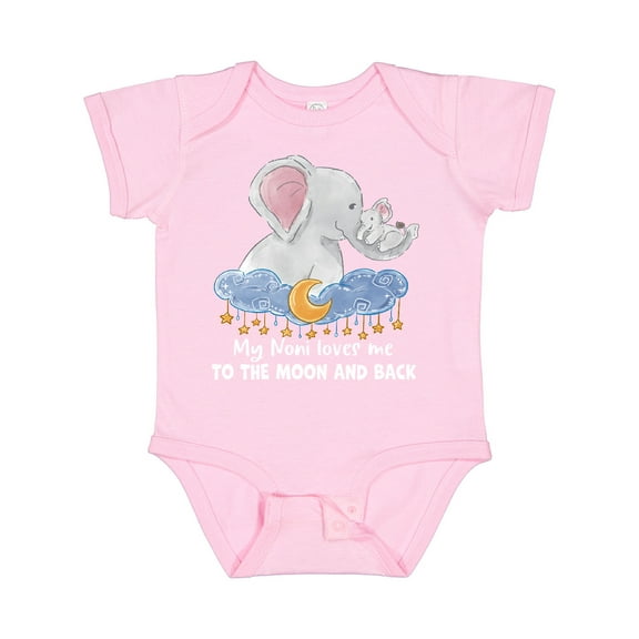 Inktastic My Noni Loves Me to the Moon and Back Elephant Family Boys or Girls Baby Bodysuit