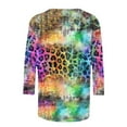 thumbnail image 5 of Viluyesy Round Neck T-Shirt for Womens 3/4 Sleeves Shirt Tops Retro Relaxed Loose Blouse Multicolor Size L, 5 of 5