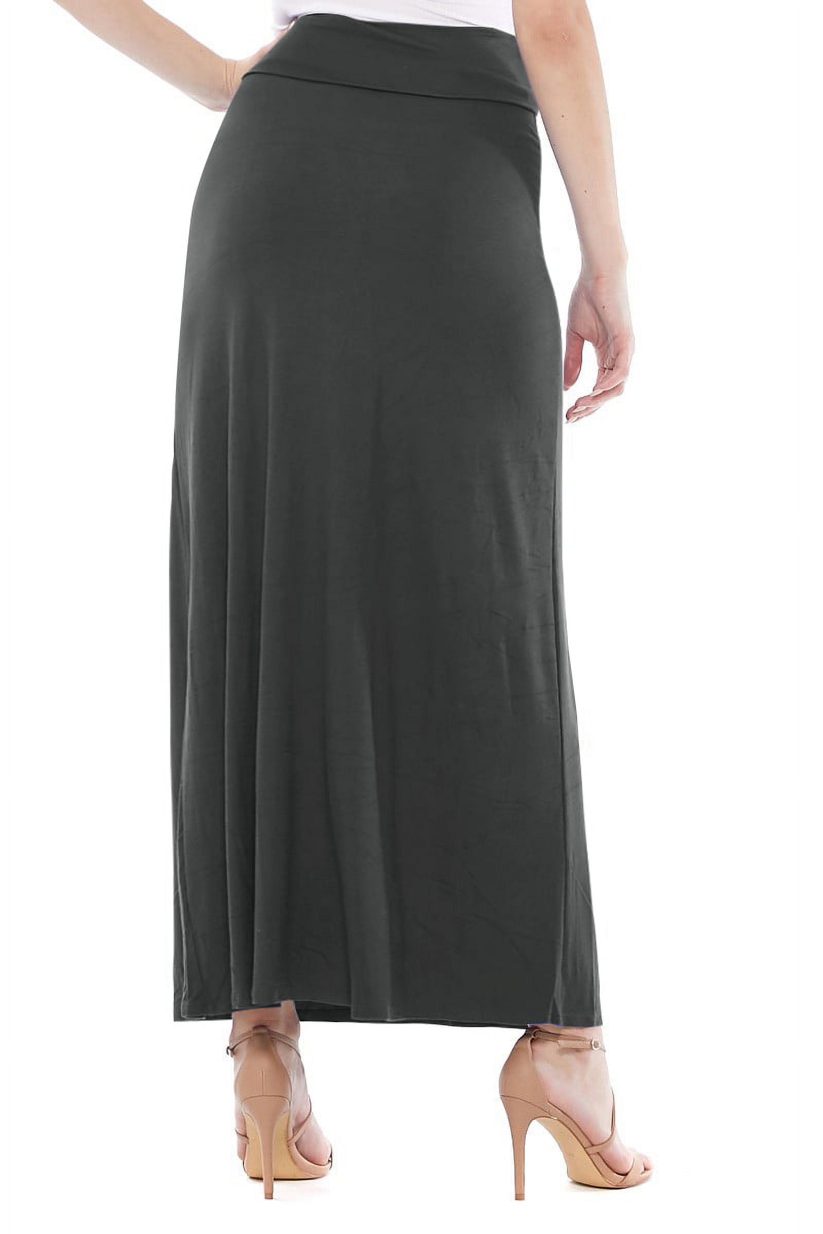 Women's Casual Foldable Waist Comfy Loose Fit Solid Maxi Skirt S-3XL
