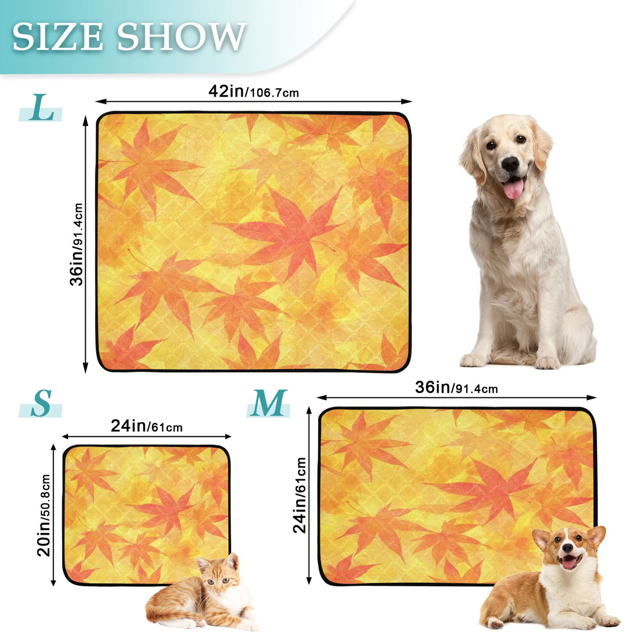 Qxltty Autumn Leaves Cat litter Pads Pet Set of 3 Diaper Mats Center Anti-leakage Layer Absorbent Soft and Comfortable