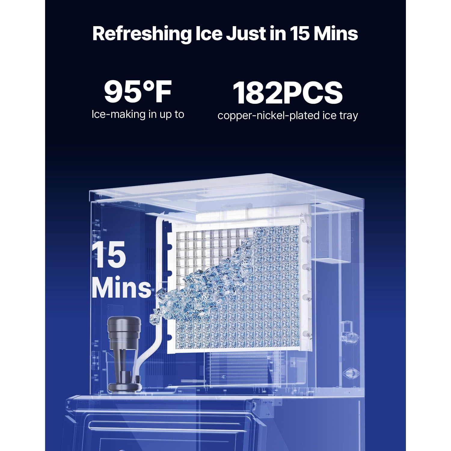 KFFKFF Commercial Ice Maker Machine - 450 Lbs/Day Stainless Steel Ice Machine with Programmable Ice-Making, Self-Cleaning Function, Adjustable Ice Thickness, Suitable for Restaurants, Bars, Cafes