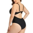 thumbnail image 5 of NIEWTR Women's Plus Size One Piece Swimsuit Colorblock Scoop Neck Shorts Monokini(Black,L), 5 of 7