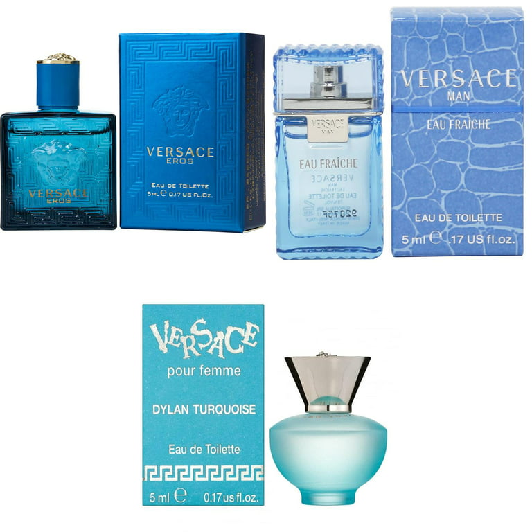 Versace Eros Men EDT, Man Eau Fraiche EDT, Dylan Turquoise Femme - 5ml 3PK  Kit