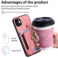 thumbnail image 6 of Phone Case for iPhone 11 6.1 Wallet Cover with Screen Protector and Wrist Strap Lanyard RFID Credit Card Holder Ring Stand Cell Accessories iphone11case iPhone11 i Phone11 11s XI 11R Women Men Pink, 6 of 13
