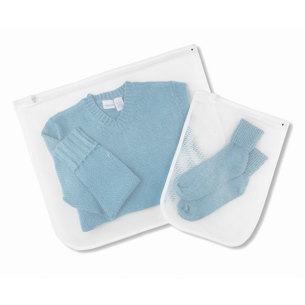 Whitmor Zippered Mesh Laundry Wash Bags Set of 2 White Walmart