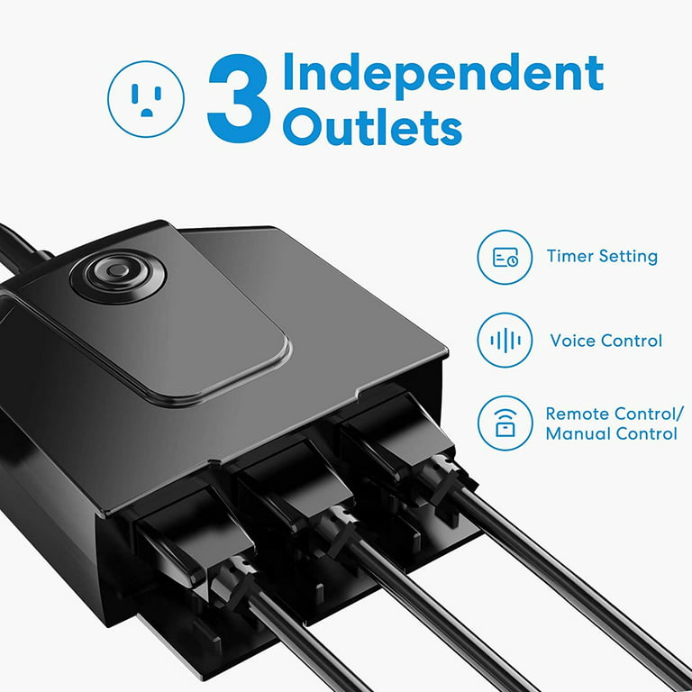 Outdoor Smart Plug WiFi Smart with 2 Sockets Alexa Timer