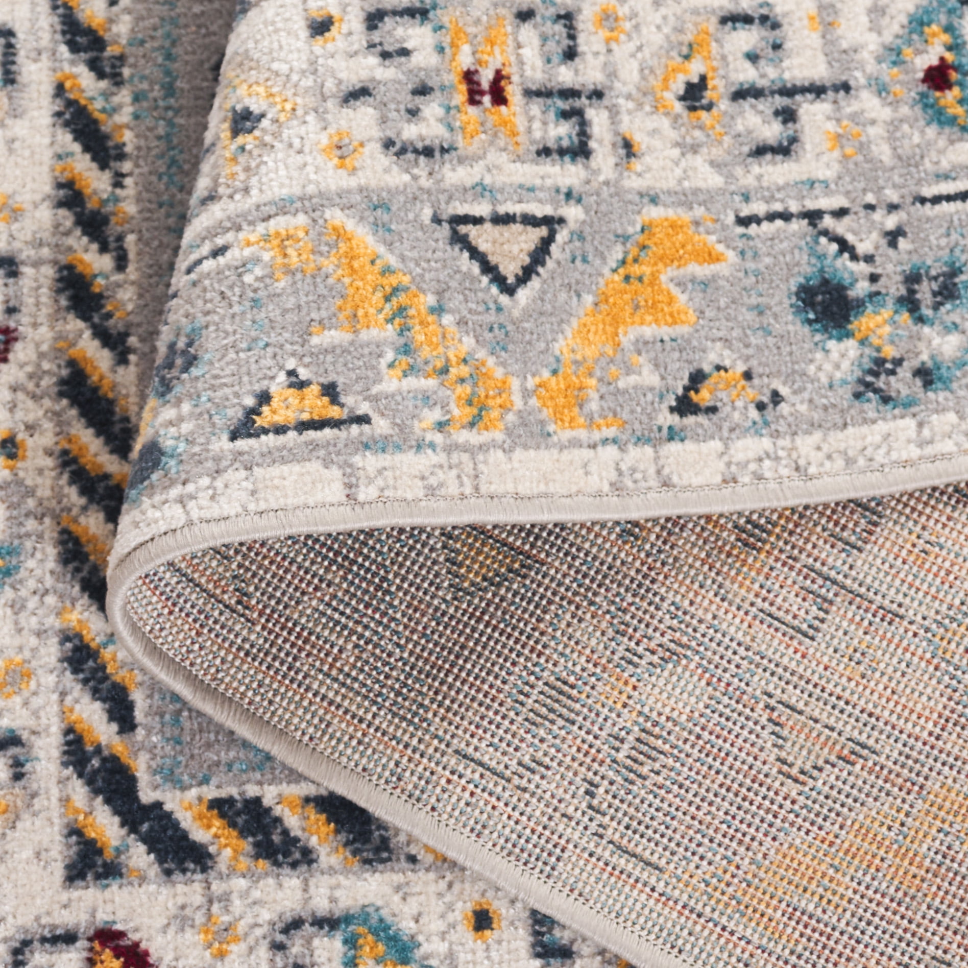 SAFAVIEH Bayside Sherwood Oriental Polyester Runner Rug, Blue/Gray, 2'2" x 8'