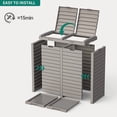 thumbnail image 3 of DEXTRUS 62 Gallon Outdoor Hideway Dual Trash Can with Lid & Drip Tray, Resin Garbage Bin, Double Compartment Recycling, Taupe, 3 of 7