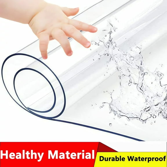 Petoto 79 x 40 inch PVC Clear Table Protector, 2mm Thick Transparent Tablecloth Waterproof Oil Proof Kitchen Dining Table Cloth