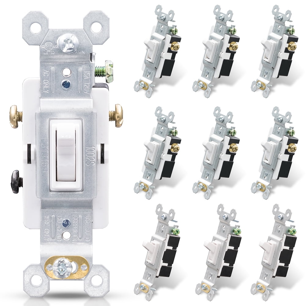 ELEGRP 15 Amp,120V 3 Way Toggle Switch, White,(10-pack)
