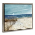 thumbnail image 4 of Stupell Industries Footprints by Sandy Fence Nautical & Beach Painting Brown Floater Framed Canvas Art Print Wall Art, 21 x 17, 4 of 10