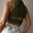 thumbnail image 5 of AherBiu Going out Tops for Women Ribble Knitted Cutout Back Sleeveless Cropped Tank Tops Crewneck Cami, 5 of 7