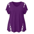 thumbnail image 6 of FchengtaiS Plus Size Tops Womens Short Sleeve V Neck Tshirts Hollow Out Summer Dressy Casual Loose Blouses 1X-5X, 6 of 7