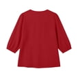 thumbnail image 5 of ClodeEU Women's Square Neck 3/4 Sleeve Blouse,Casual Lace Trim Top with Pleated for Summer Red,Women's Plus L, 5 of 5