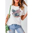 thumbnail image 3 of ABPHQTO Camiseta blanca de manga corta con estampado de águila FREEDOM TOUR para mujer, 3 of 5