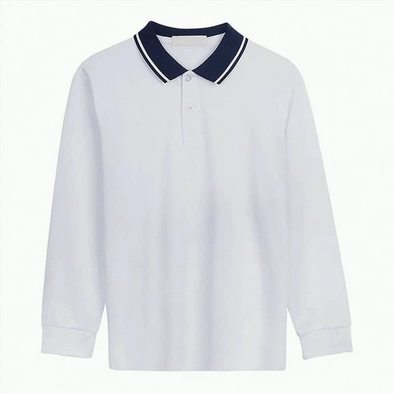 Jkety Polo Boys Shirt Boys' Performance Golf Grid Long Sleeve Stretch Collared Polo Shirt(Dark Blue,2-3 Years)