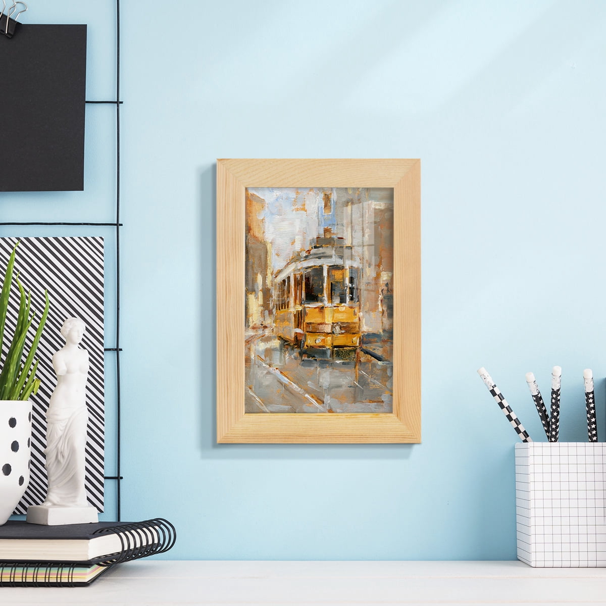 Day Trolley II - Framed Print w/glass - Natural Wood