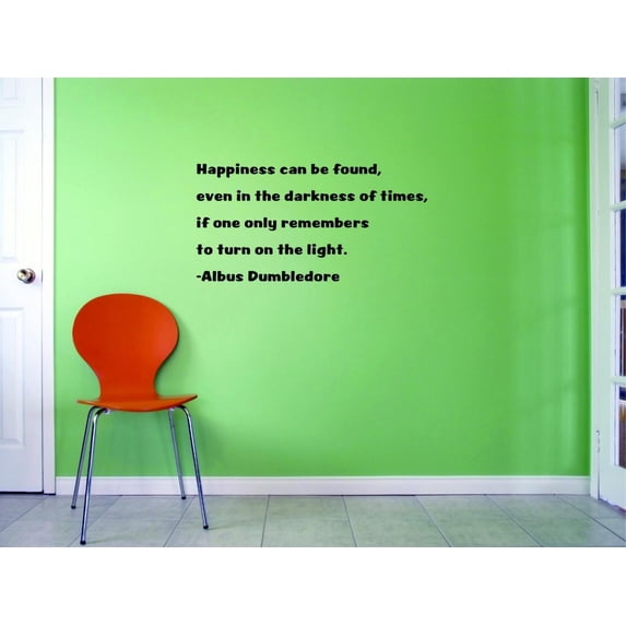 Top Decals Happiness Can Be Found, Even In The Darkness Of Times, If One Only Remembers To Turn On The Light. Wall Art 14x28 Inches Color: Black