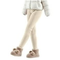 thumbnail image 4 of LIaqionyy Girls Winter Leggings Fleece Lined Toddler Kids Warm Stretchy Thick Thermal Tights Solid Color Full Length Pants, 4 of 7