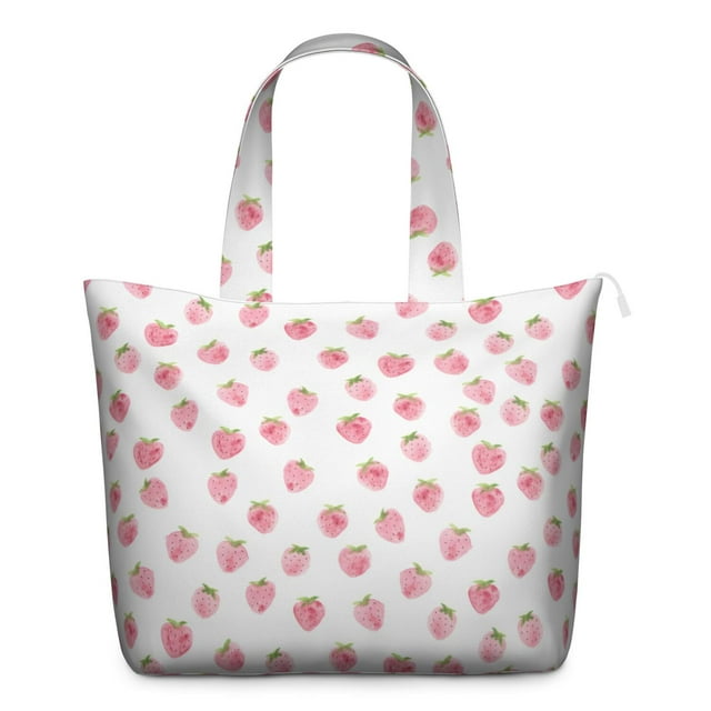 Sac de Voyage avec Imprimés de Fraises Fruitées Mignonnes Grande Capacité Sac de Week-End Léger avec Motifs de Fleurs de Baies Rouges Douces pour Voyage Gym