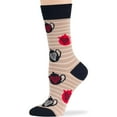 thumbnail image 4 of 7BIGSTARS KINGDOM Women Bamboo Novelty Socks - 4 Pack Medium - Coffee Beans, Heart, Cup, Tea Pot, Coffee Lovers, Tea Time Crew Seamless - Black, Brown, Beige, Ecru - Sock Size: 9-11; Shoe Size: 5-9 M, 4 of 9