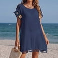 thumbnail image 5 of PBFRDSJ Womens Swimsuit Cover Up Boho Tassel Hem Sheer Mesh Beach Sundress Loose Fit Summer Tunic for Vacation, 5 of 7