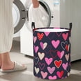 thumbnail image 4 of DouZhe Waterproof Collapsible Large Laundry Baskets, Romantic Love Pink Hearts Prints Circular Hamper with Handles, 4 of 6