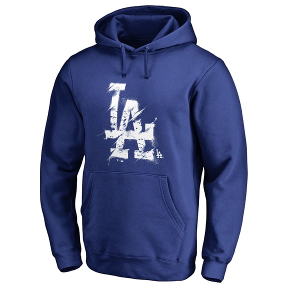Men's Royal Los Angeles Dodgers Splatter Logo Pullover Hoodie