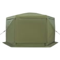thumbnail image 4 of Olurrisa Pop up Gazebo Screen Tent, 12 x 12 ft Large 6-Sided Camping Canopy Tent with Removable Top & Carry Bag, Screen House Sun Shelter for 8-10 Persons Backyard Patio, Green, 4 of 8