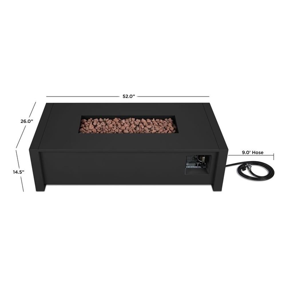 Afuera Living 52" x 26" Aluminum Propane Fire Table in Black