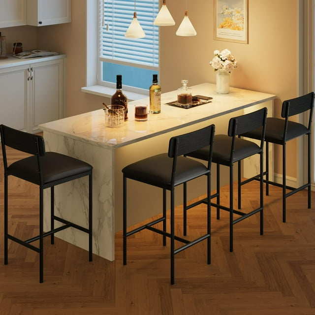 Dining Table Set for 2, Bar Table and Chairs for 2, Kitchen Table Set with 2 Upholstered Chairs, 3 Large Storage Shelves, Pub Table Set for Small Space, Apartment, Breakfast, Rustic Brown