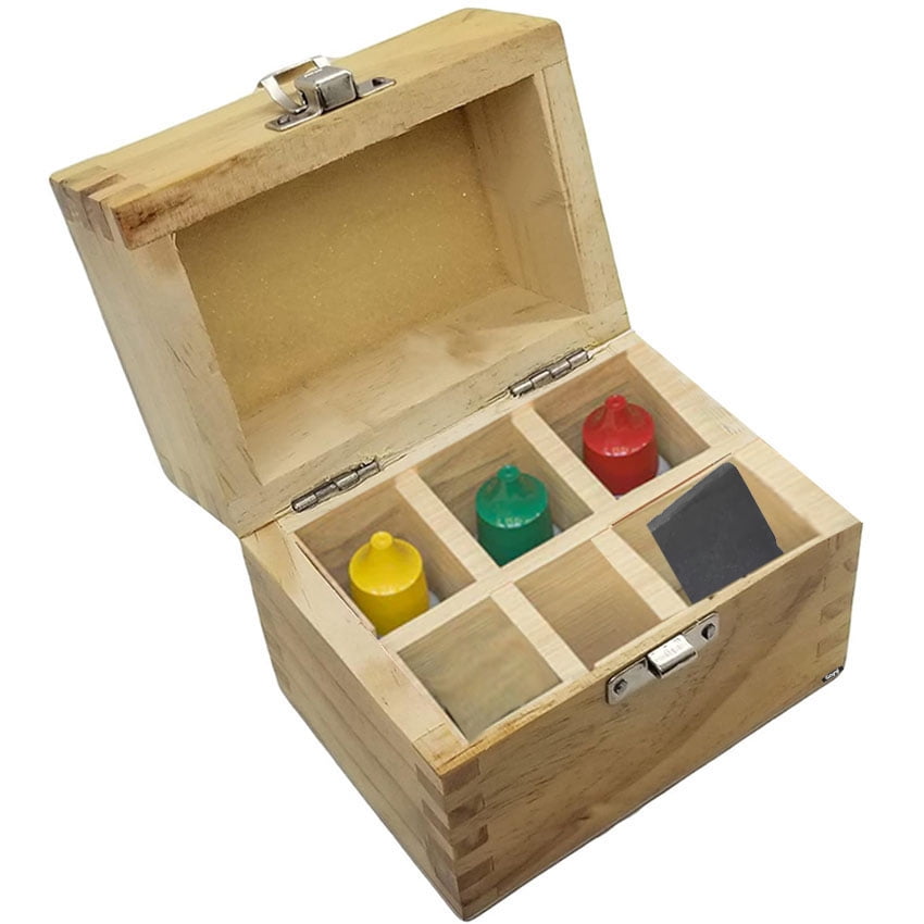 Gold Jewelry Testing Kit 10K 14K 18K with Scratch Stone and Wooden Storage Box