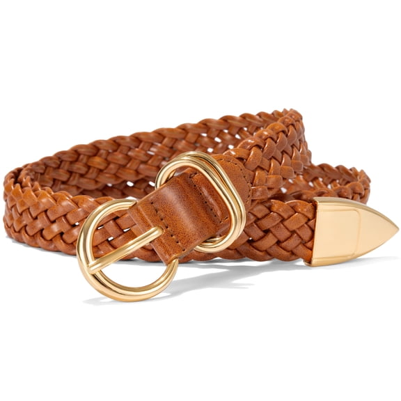 Punplita Women’s Braided Belt Vintage Brown Belt for Jeans Woven Waist Belt for Casual