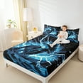 thumbnail image 4 of Manfei Extreme Sports Motorcycle Bed Sheets,Abstract Lightning King Sheets,Blue Black Sheet Set For Boys Kids,Breathable Bedroom Decorative,4pcs, 4 of 7