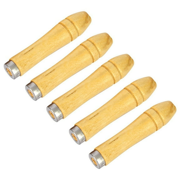 BE-TOOL 5Pcs Files Wooden Handles with Metal Collars, Small Size for 4.0-6.0in File Cutting Tool Screwdriver Craft Ergonomic Handle