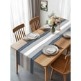 thumbnail image 4 of Burlap Table Runner 90 Inches Long, Haze Blue Gray Stripe Line Non-Slip Kitchen Table Runners for Dining Room Everyday Use Party Table Decorations, 4 of 9