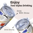 thumbnail image 4 of Double Wall 20oz Travel Tumbler with Handle and Straw, Geometric Design Stainless Steel Insulated Coffee Mug, 4 of 5