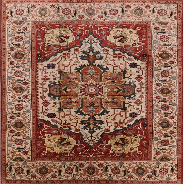 Ahgly Company Tapis d'Intérieur Lavable en Machine Carré Industriel Moderne Rouge Tomate, 7 Pieds Carré