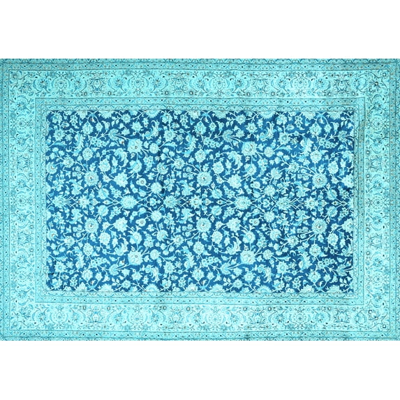 Ahgly Company Indoor Rectangle Persian Light Blue Traditional Area Rugs, 8' x 10'