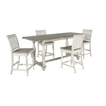 Sunny Designs Westwood Village 84" Wood Counter Height Table in Taupe Off White