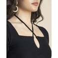thumbnail image 5 of Moomaya Solid Tie Up Midi Dress For Women, Short Sleeves Bodycon Dress, 5 of 9