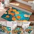 thumbnail image 6 of 2x3 Door Mat Rug, Orange Leaf Non-Skid Rubber Backing Large Rectangle Rugs - Living Room Bedroom Home Office, Abstract Oil Painting Branch Turquoise Indoor Floor Mat Carpets Washable Rug, 6 of 9
