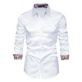 thumbnail image 2 of IROINNID On Sale Long Sleeve Shirts for Men Leisure Glossy Turndown Top Blouse Formal Shirt,White, 2 of 7