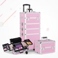 thumbnail image 6 of Renwick 4-in-1 Rolling Cosmetic Professional Makeup Case, Pink, 6 of 9