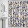 thumbnail image 5 of Purple Flowers Shower Curtain for Bathroom Decor, Spring Watercolor Purple Floral Leaf Linen Texture Waterproof Fabric Shower Curtain, 72"x72" Set with 12 Hooks, 5 of 9