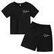 thumbnail image 4 of Conjunto de 2 piezas de camiseta y pantalones cortos informales con estampado de letras para niños y adolescentes a la moda para verano, 4 of 5