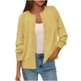 thumbnail image 2 of Womens Button Down Cardigan Knit Solid Color Long Sleeve Coat Sweater Cardigan Yellow Free Size, 2 of 6