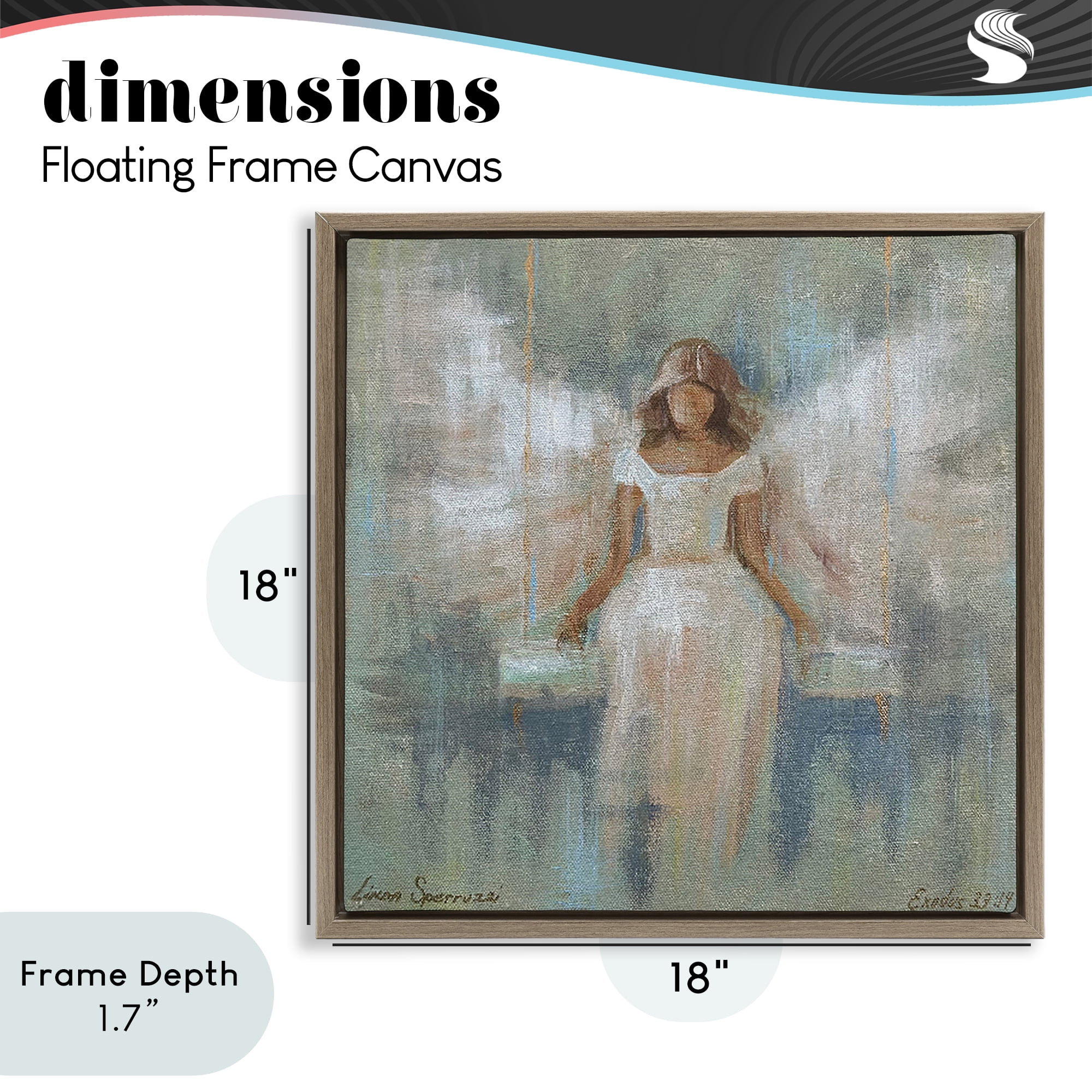 Stupell Industries Dreamlike Restful Angel Brown Framed Floater Canvas Wall Art, design by Linda Sperruzzi